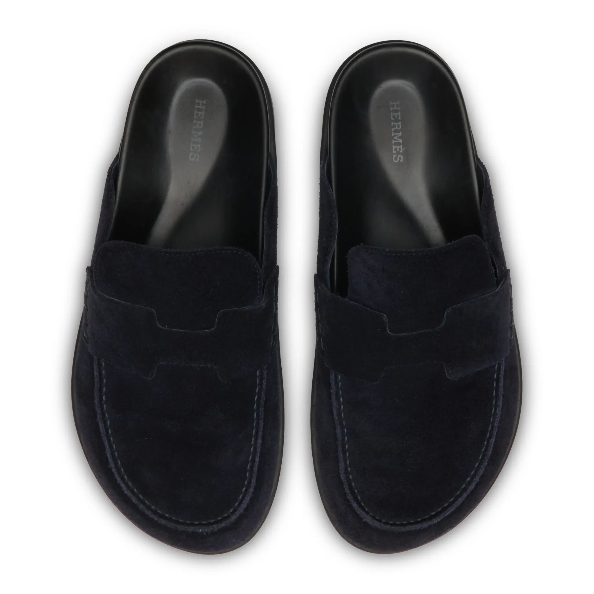 Upper View of Preloved - Hermes Paris Go Ocean Blue Mules H231745ZHV9